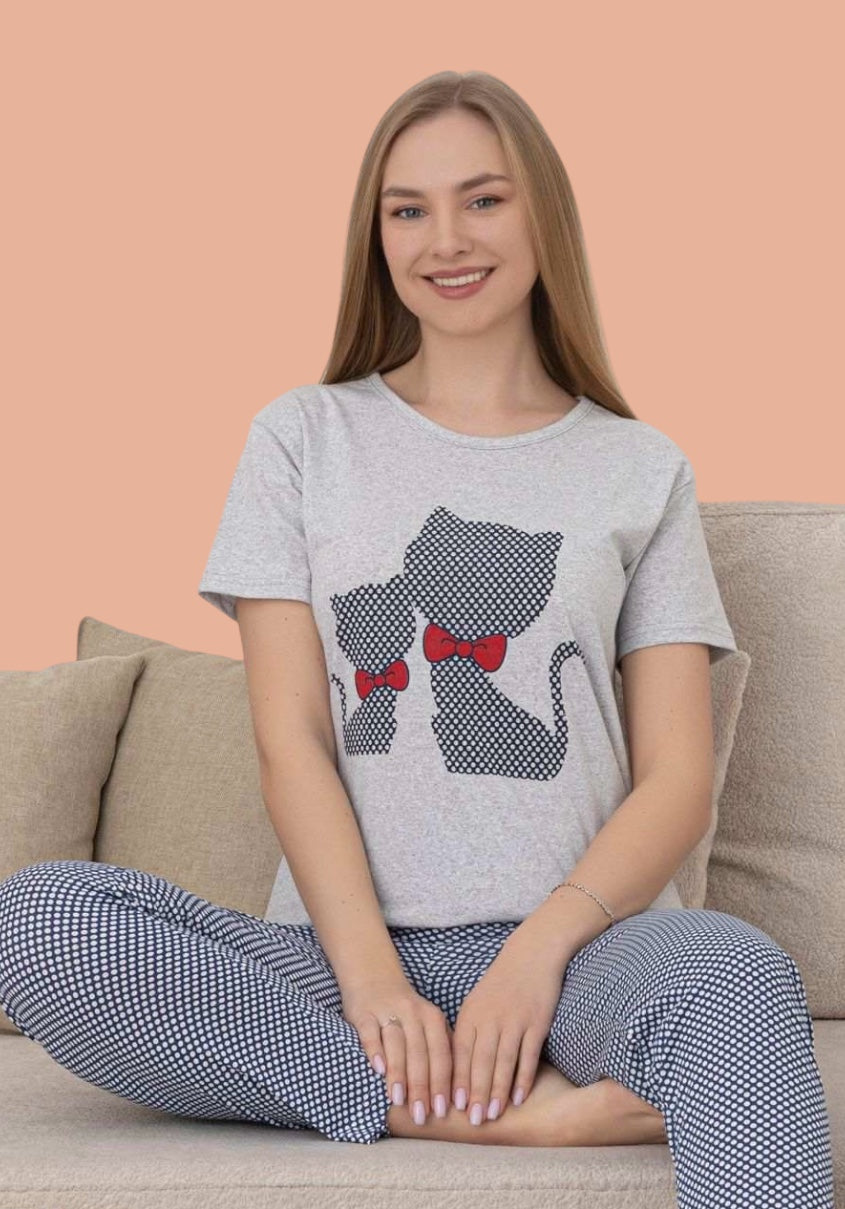 Γυναικεία Κοντομάνικη πιτζάμα 6874 cats.