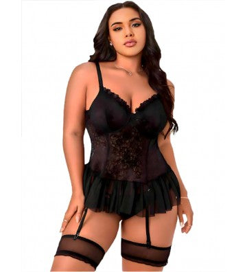 Σετ Plus Size με ζαρτιέρες J-78